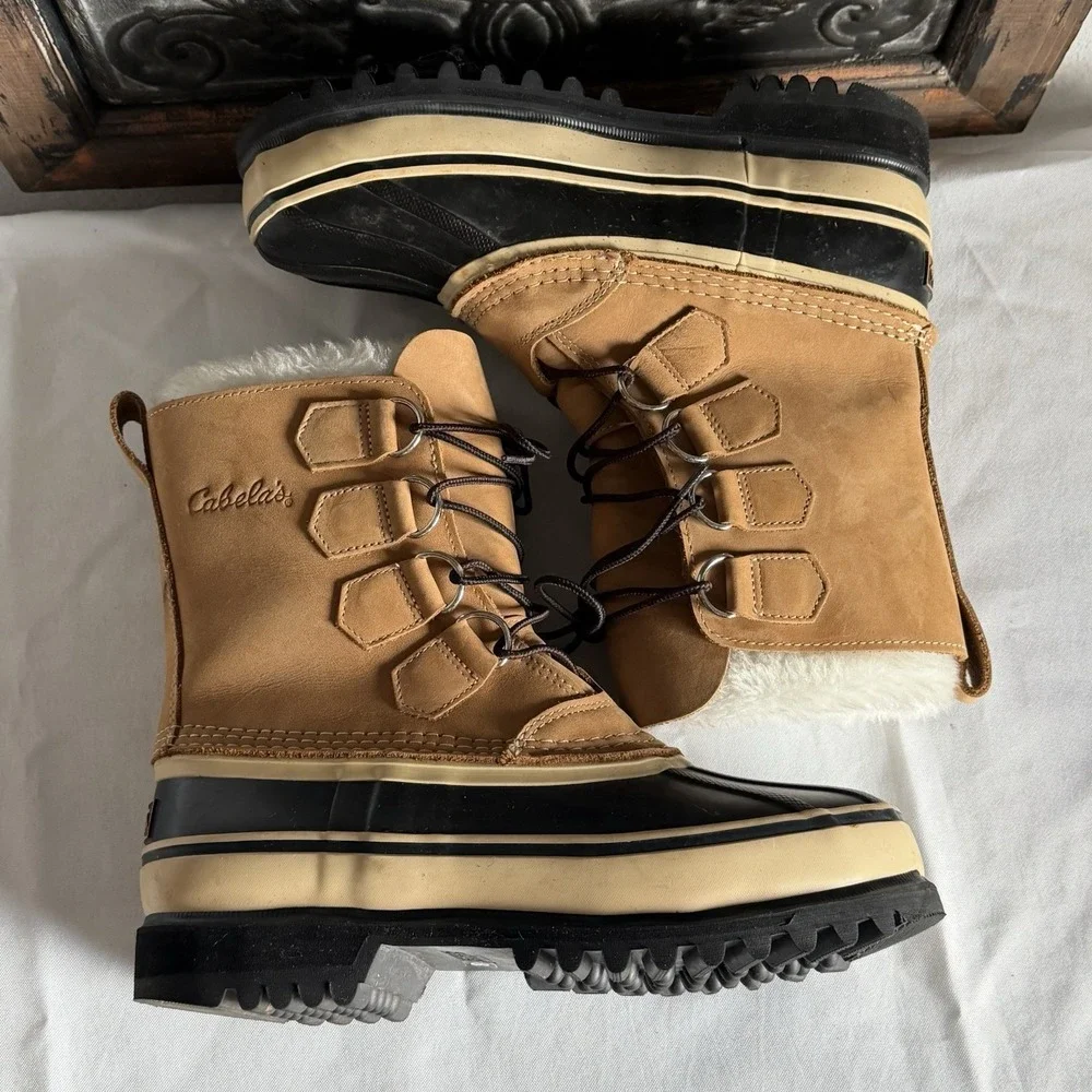 Cabela's Womens Snowpack Insulated‎ Waterproof Lace Up Faux Fur Boots Size 8